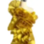 Thumbnail: 1/2Yards Metallic Lustrous Ruffle Pleat Trims Crinkle Organza Lace Fabric for