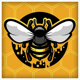 Honey Bee Illustration with honey dripping off the bottom.