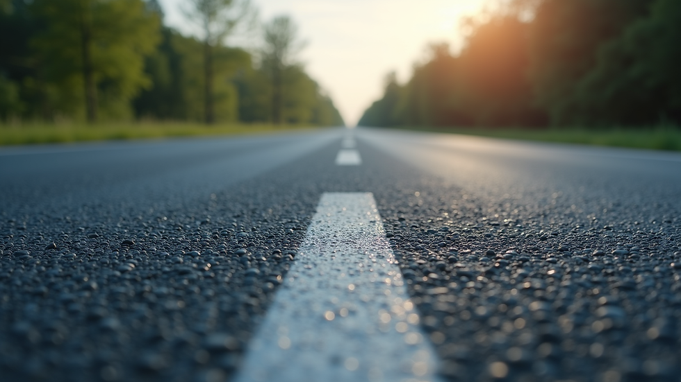 Close-up view of a freshly sealed asphalt surface