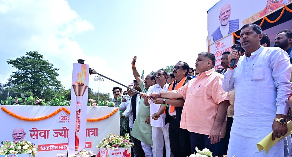 विकसित भारत के संकल्प से गूँजा जशपुर, पर्यटन मंत्री राजेश अग्रवाल के नेतृत्व में निकली 'सेवा ज्योति यात्रा'....