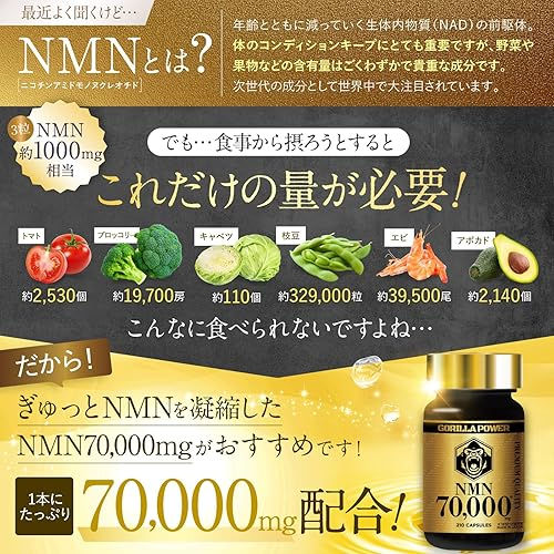 Прев'ю: Новинка! Gorilla Power NMN 70000 мг Преміум-якість висока чистота 99,9%, Японія 