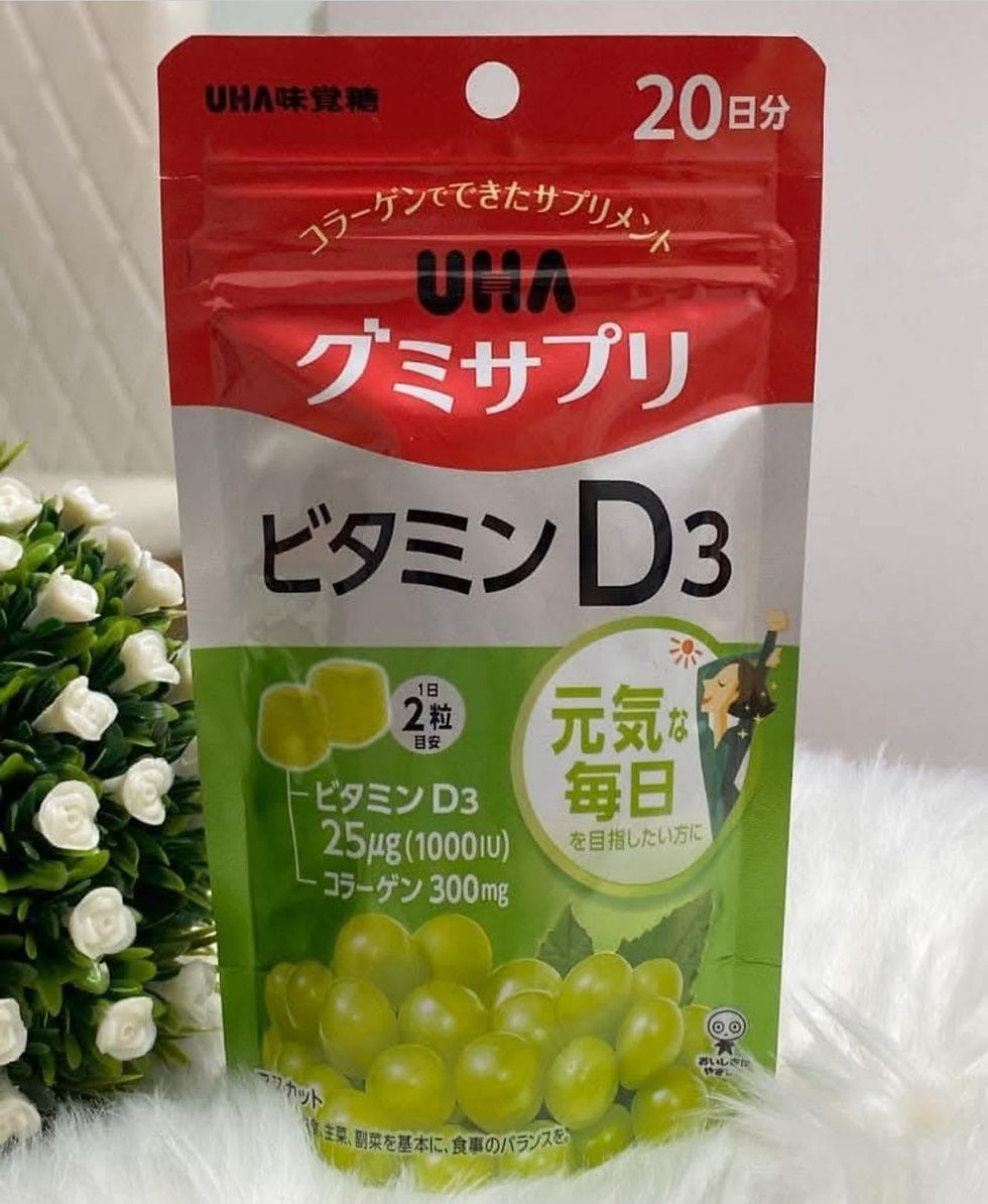 Жувальні цукерки зі смаком мускатного винограду UHA Mikakuto вітамін D3 1000 IU,