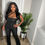 Thumbnail: Black jumpsuit inclined shoulder
