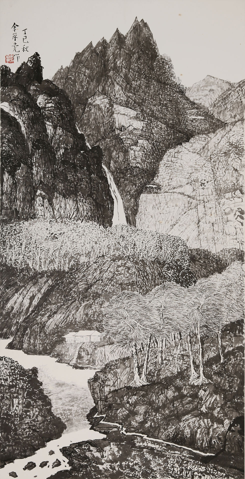 山水 水墨 121 x 61 cm