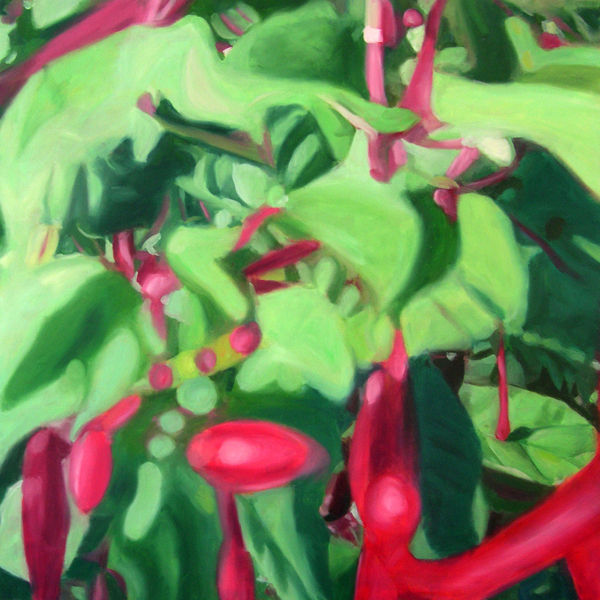 王綺穗 紅鈴花 I Fuscia I 油彩、畫布 100x100cm 2004