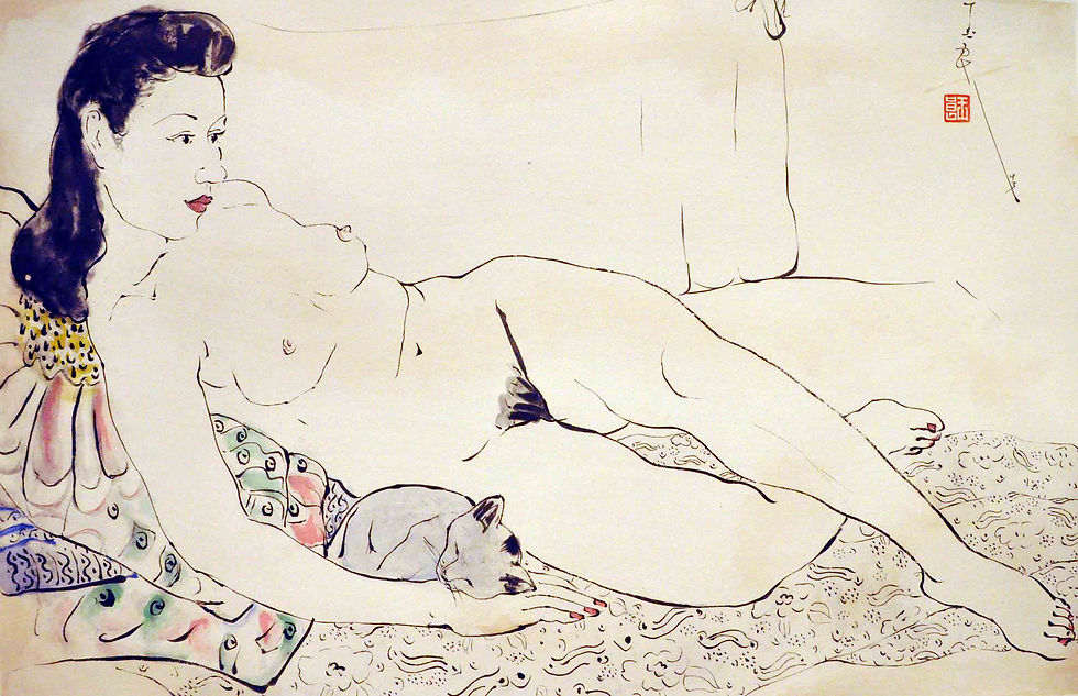 潘玉良_女人與貓_1943