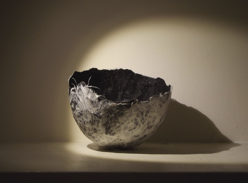 Collage vessel 2 recycled & handmade pap