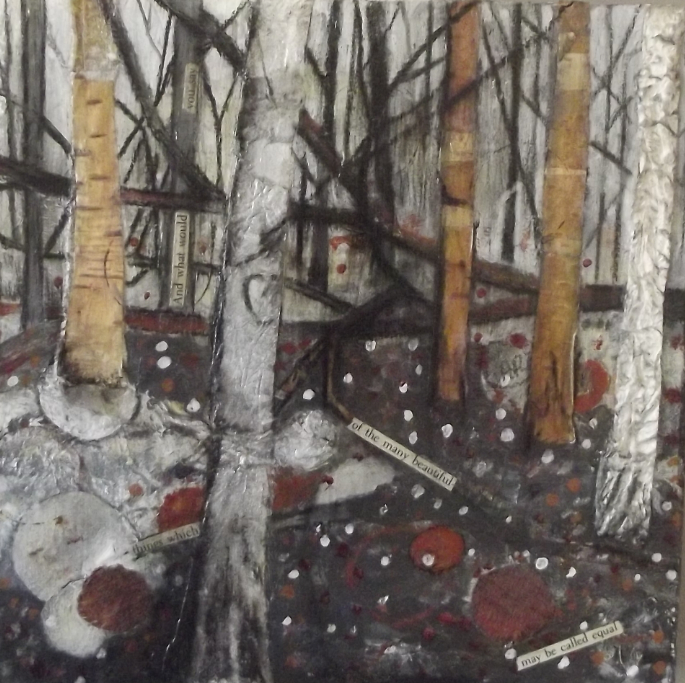 Woodlands lV - mixed media - SOLD& collage