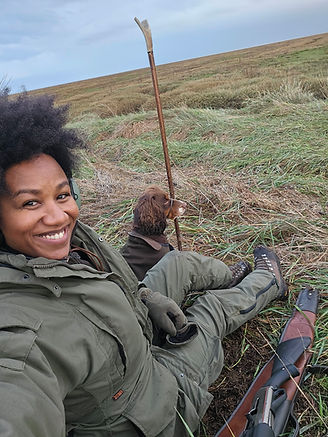 Shooting Girl With An Afro Nicole Moore on the marsh Wildfowling UK