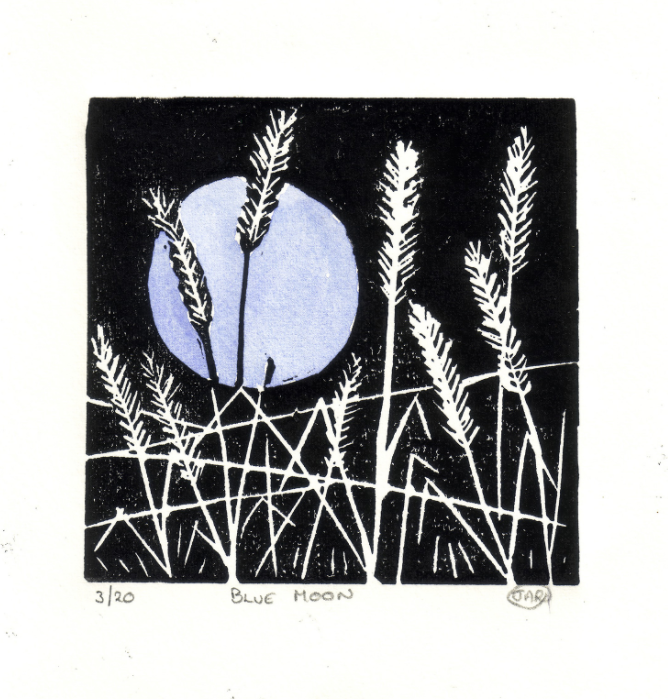 Blue Moon lino cuts SOLD