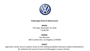 Volkswagen Drive-In Movie Event
Ferris Bueller's Day Off!