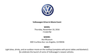 Volkswagen Drive-In Movie Event
Ferris Bueller's Day Off!