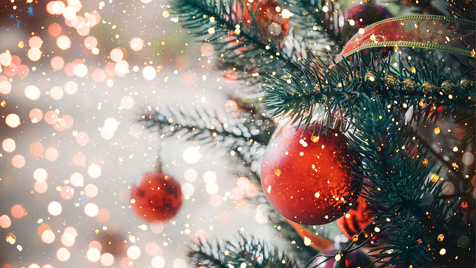 red bauble on a Christmas tree