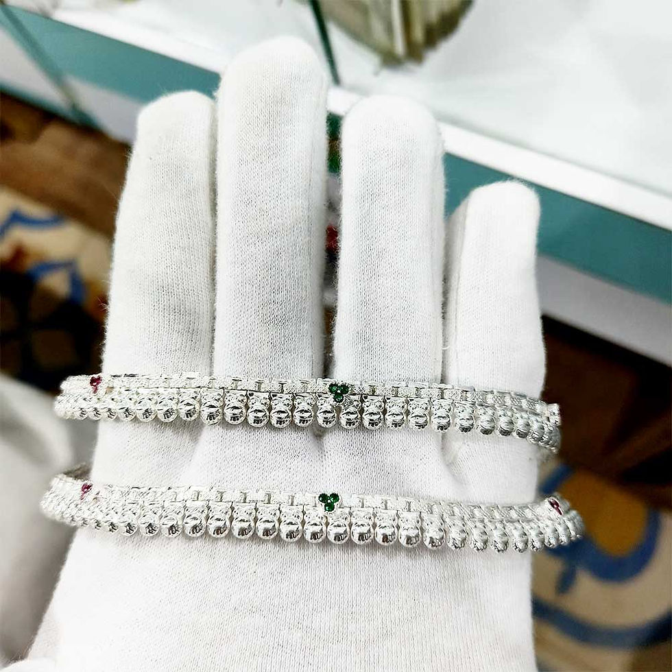 Thumbnail: Long Piece Die Cutting Design Silver Payal for Women ✨  Brand: Shubh Jewellers | Material: Pure Silver  Elegant Die-Cut Desig