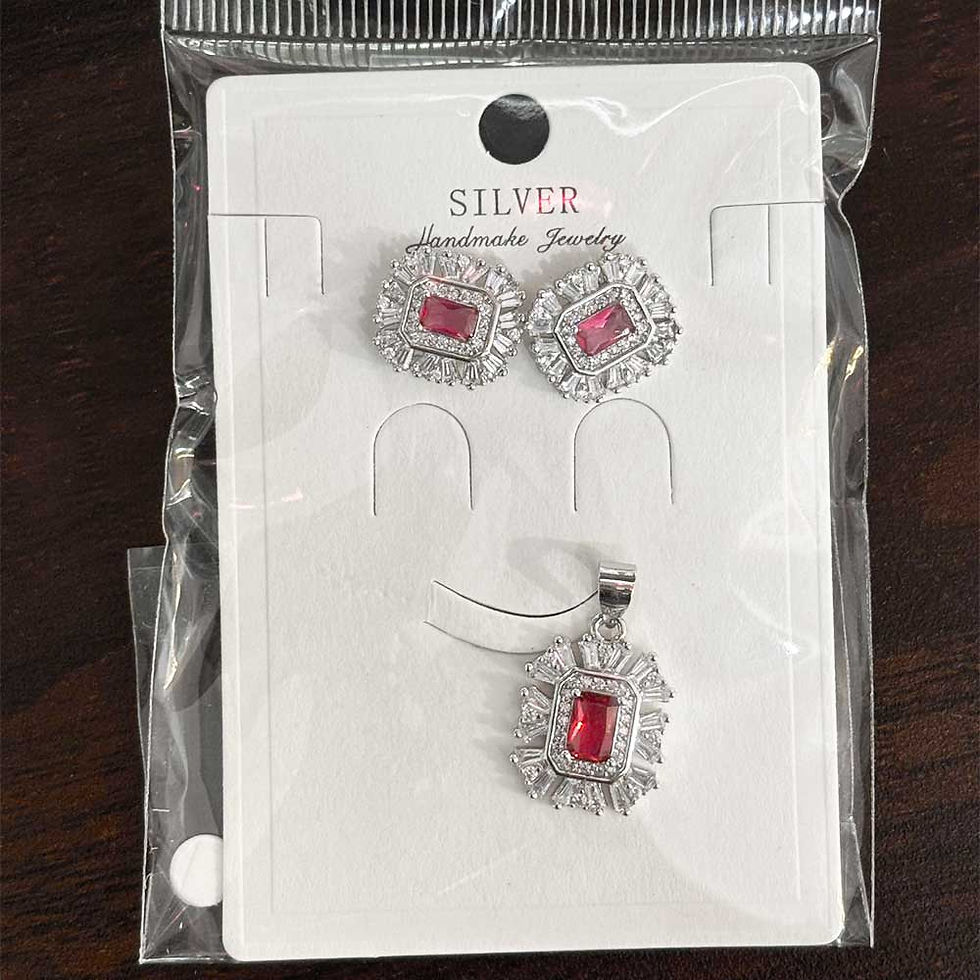 Pink Stone Fancy Earning or Pendant Set Dokiya for Ladies