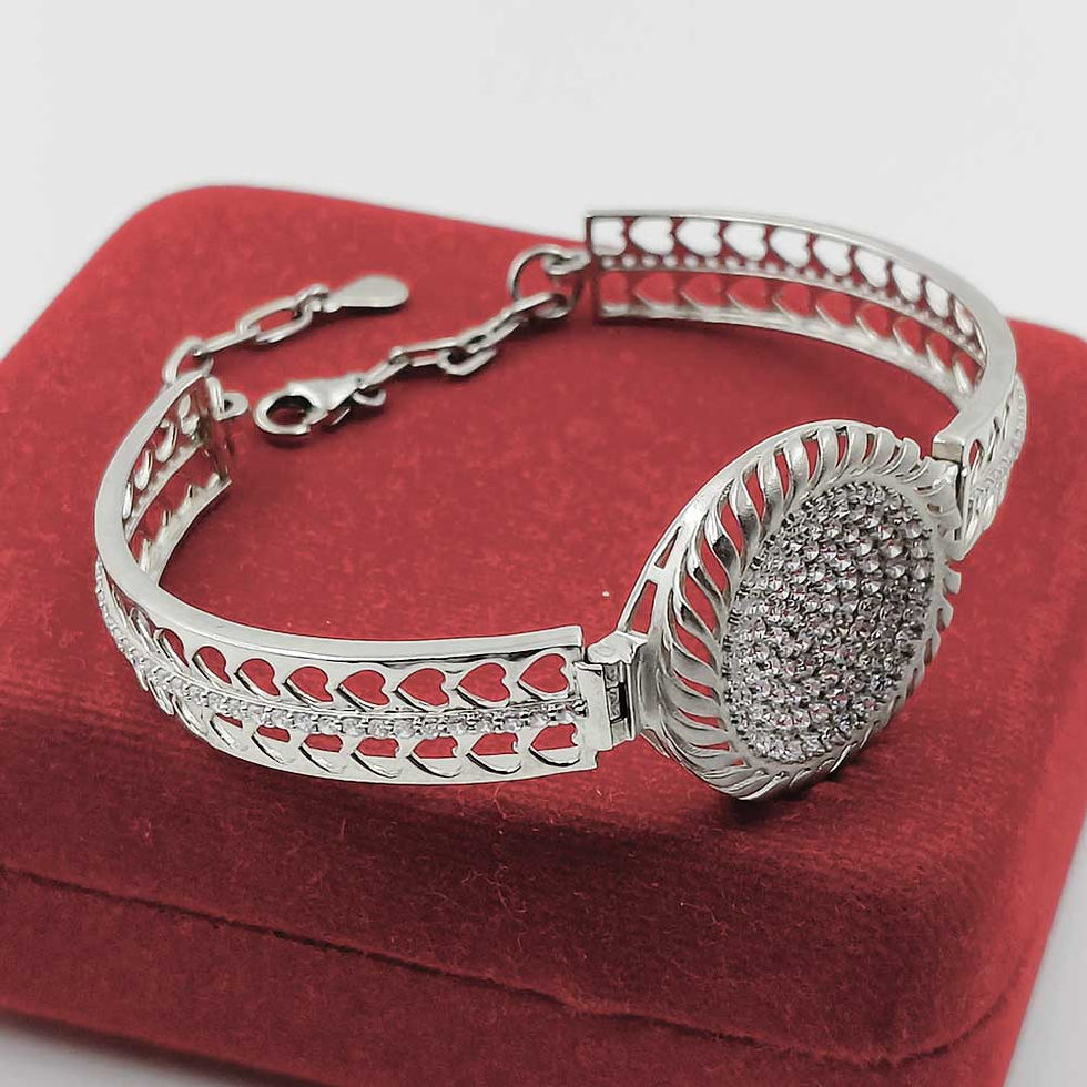 Thumbnail: 💖 American Diamond Heart Design Adjustable Ladies Bangle – Matt Finish ✨ Elegant Heart Design  This American Diamond Heart D