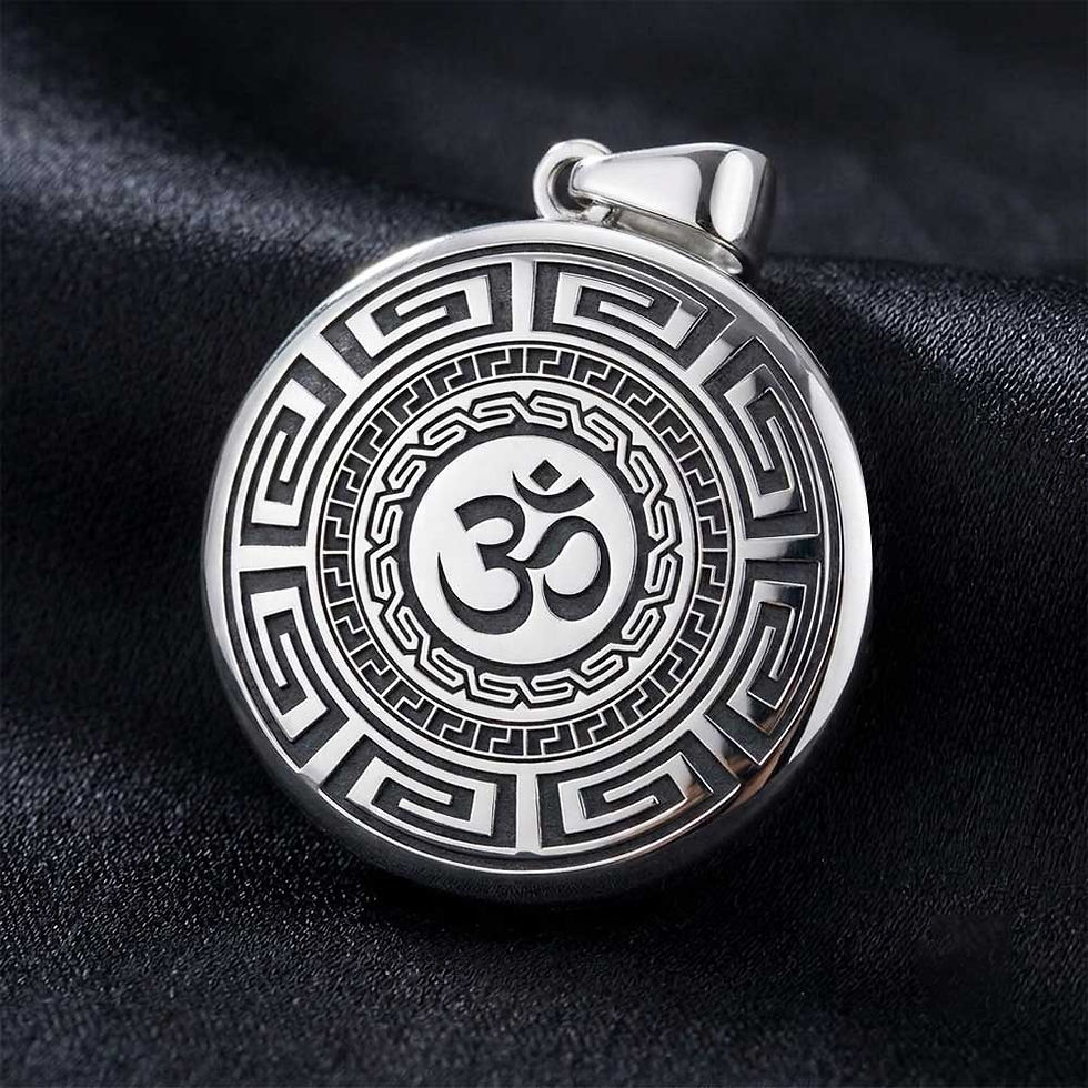 Om Big Round Versace Design Locket for men & women, Pure Silver 925