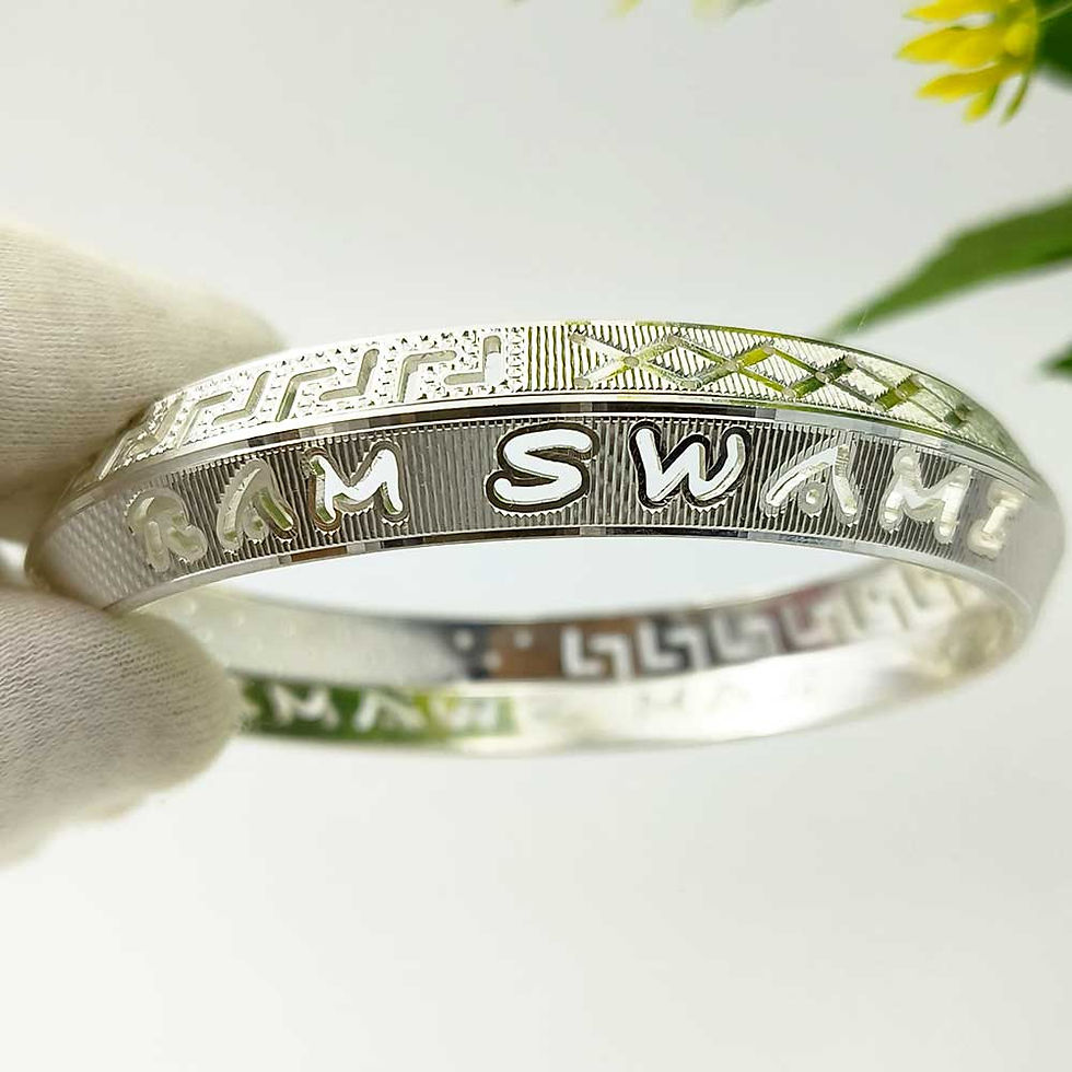 CNC design Customised Name Pure Silver V-Shape Kada for men