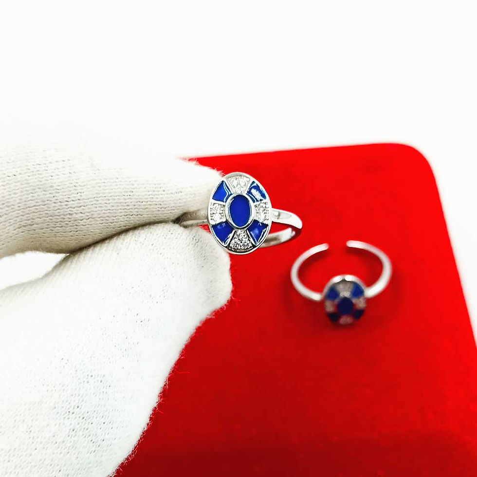 Blue Enamel Design CZ Stone Premium Toe Ring for women, Shubh Jewellers
