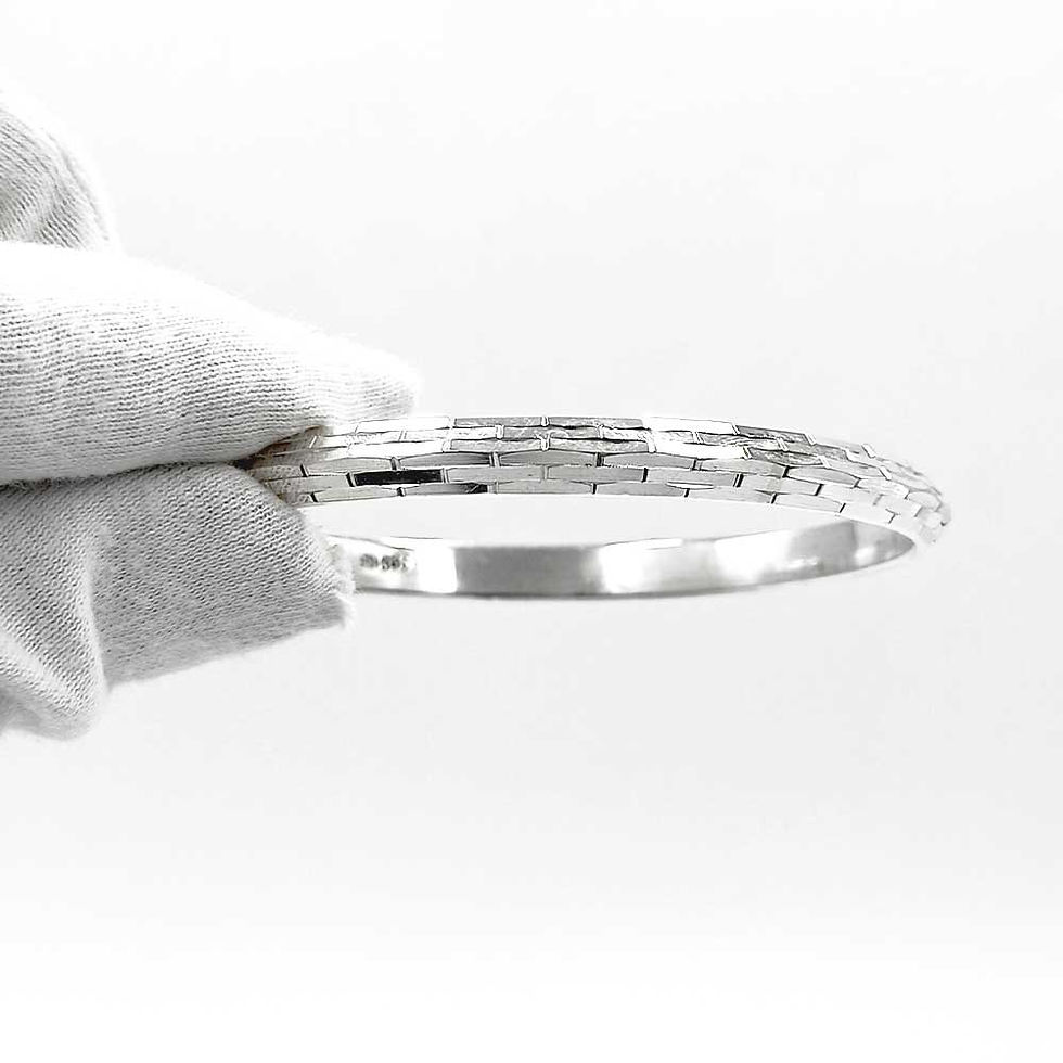 Thumbnail: Brick Style Design V Shape High Polish Pure Silver Kada for Men