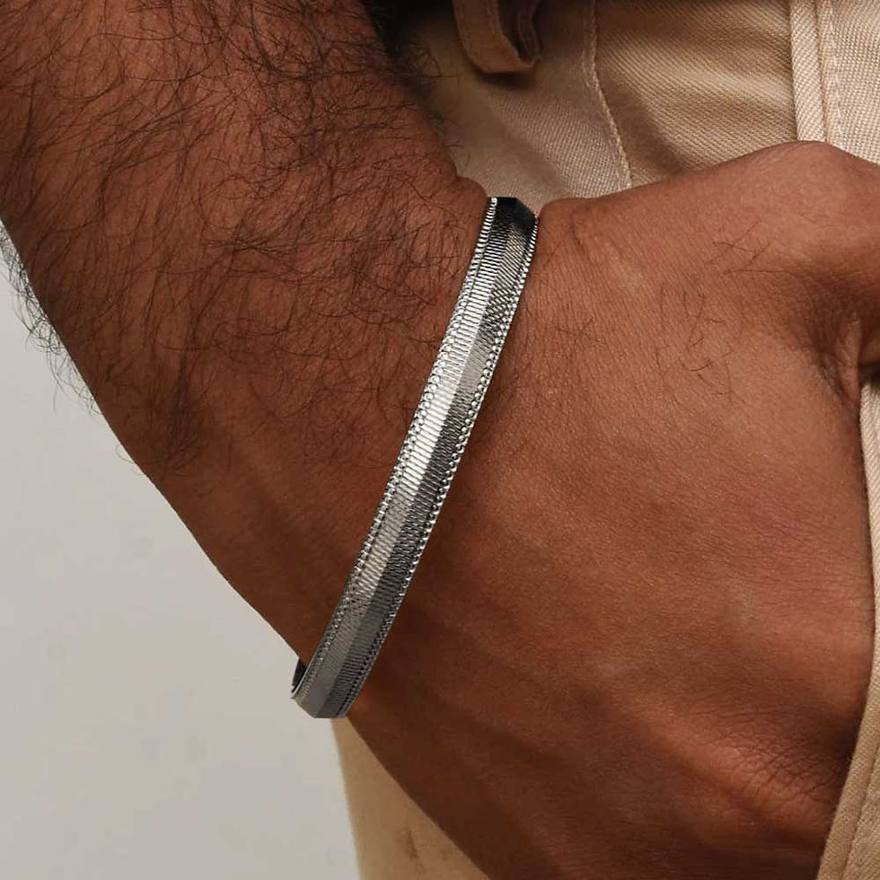 V-shape Highway Silver Kada for Men 30 gm, Shubh Jewellers