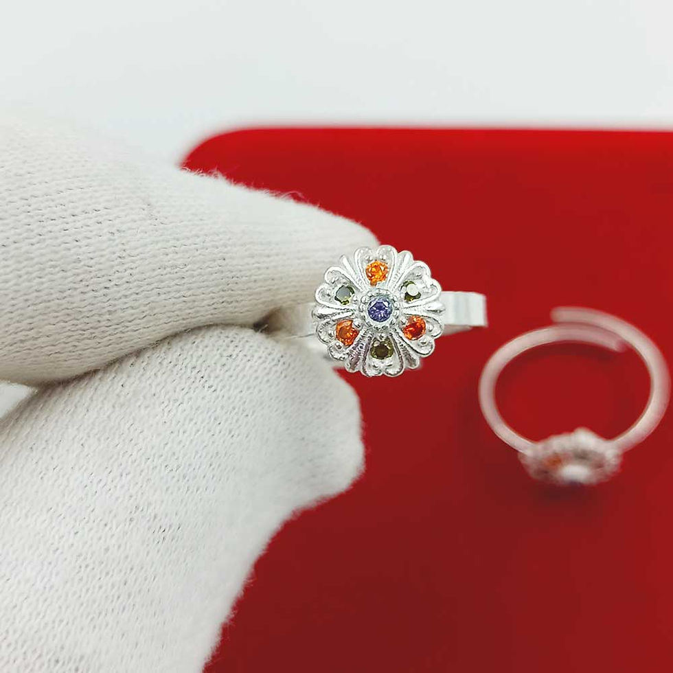 Micro Multi Stone Adjustable Toe Ring Design for women, Shubh Jewellers