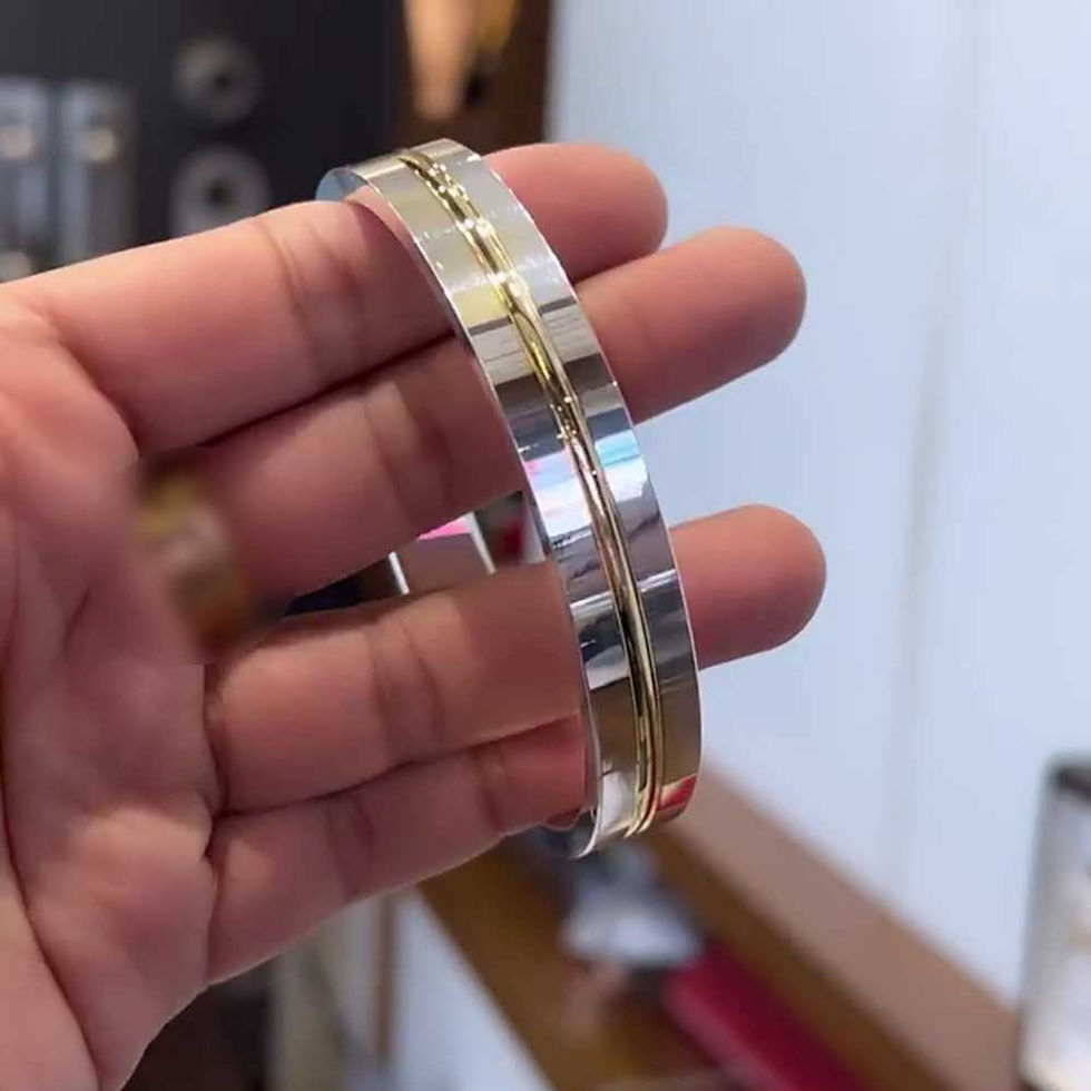 Turning Mid Gold Radium Heavy Pure Silver kada for men 30 gm, Shubh Jewellers Shubh Jewellers