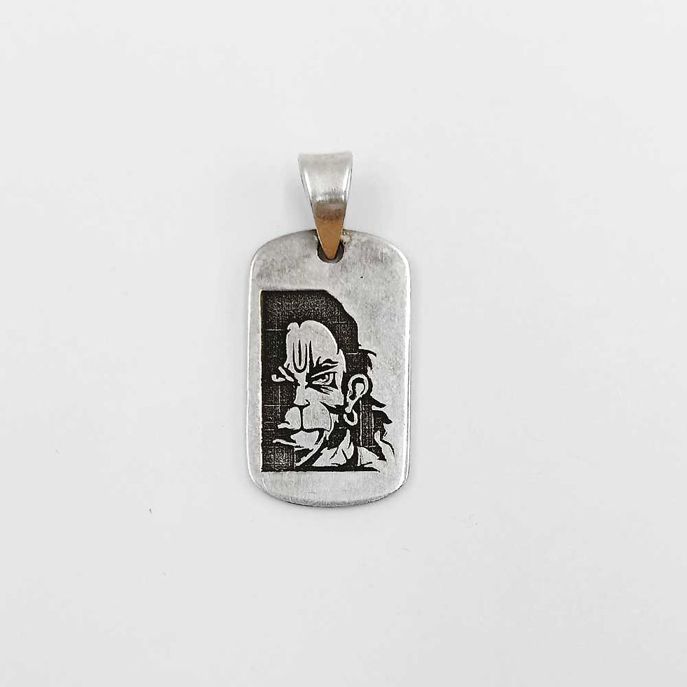 Thumbnail: Engraving Hanuman Ji Image Pure Solid Silver Pendant,Protect from Negativity
