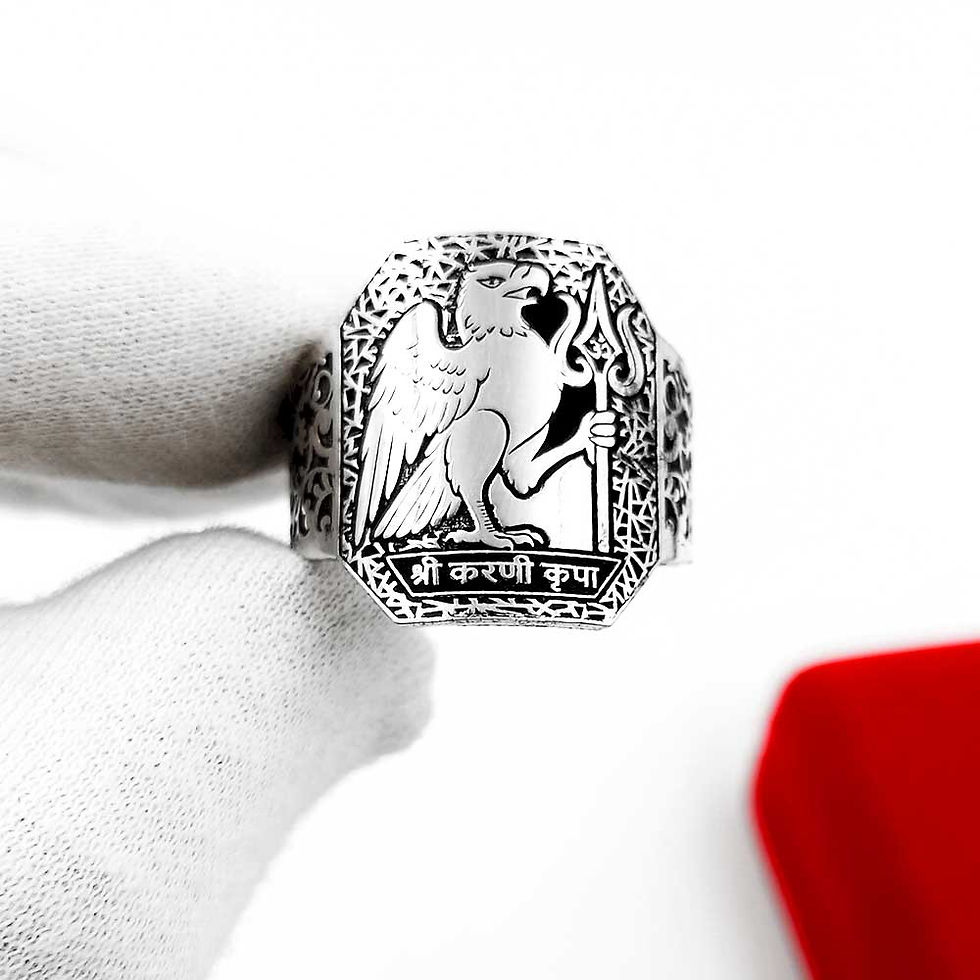Shree Karni Kripa Deshnok Mata Pure Silver Eagle Design Ring for women & men
