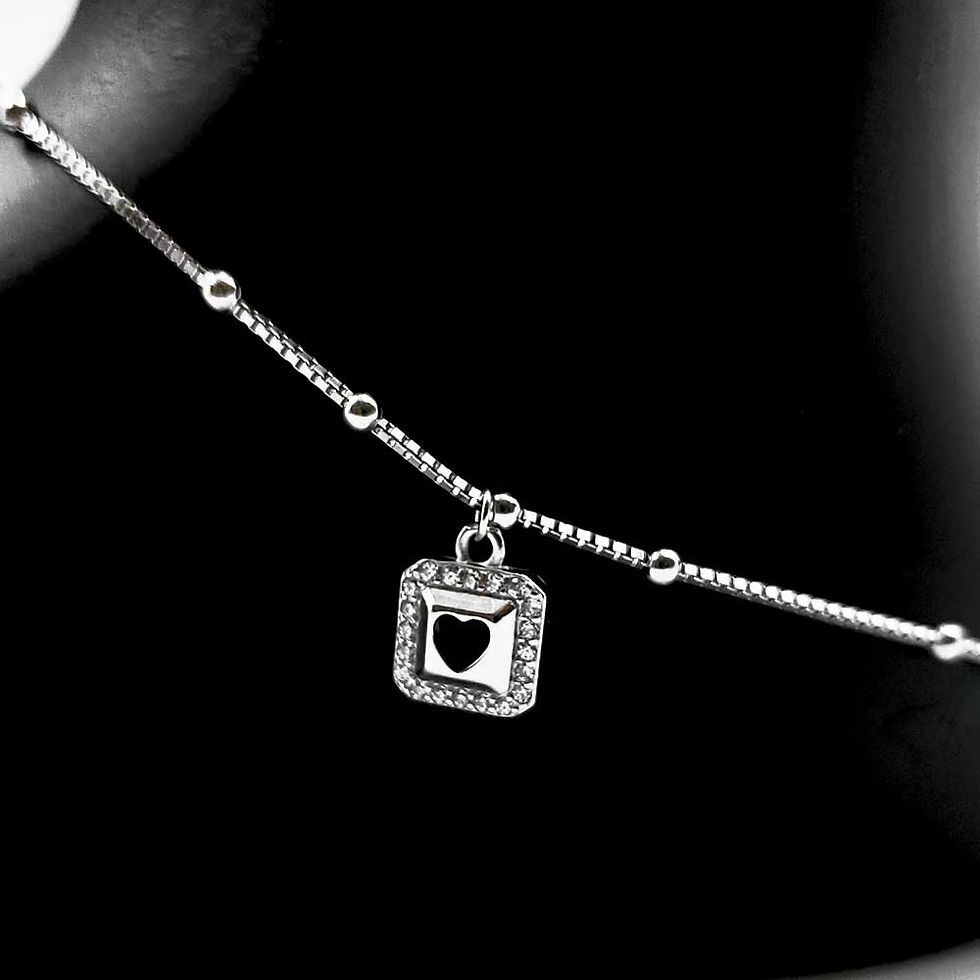 Thumbnail: ⭐ CZ Stone Evil Eye / Heart Design Pure Silver 925 Anklet for Women By Shubh Jewellers ✨ Made with Pure Silver 925  This ankl