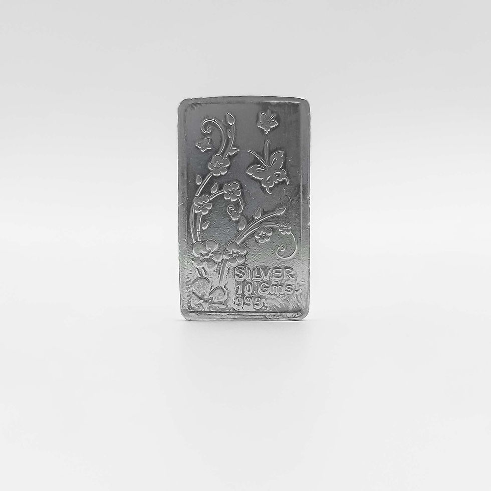 Vertical Flower Design Pure Silver Coin 10 gm brought to you by Shubh Jewellers.