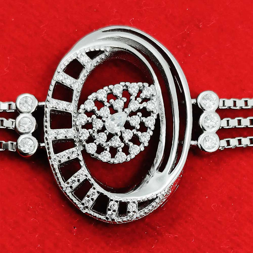 Thumbnail: Pearl Design CZ Stone Bunch 3 line fancy Ladies Bracelet, Gift to Girlfriend