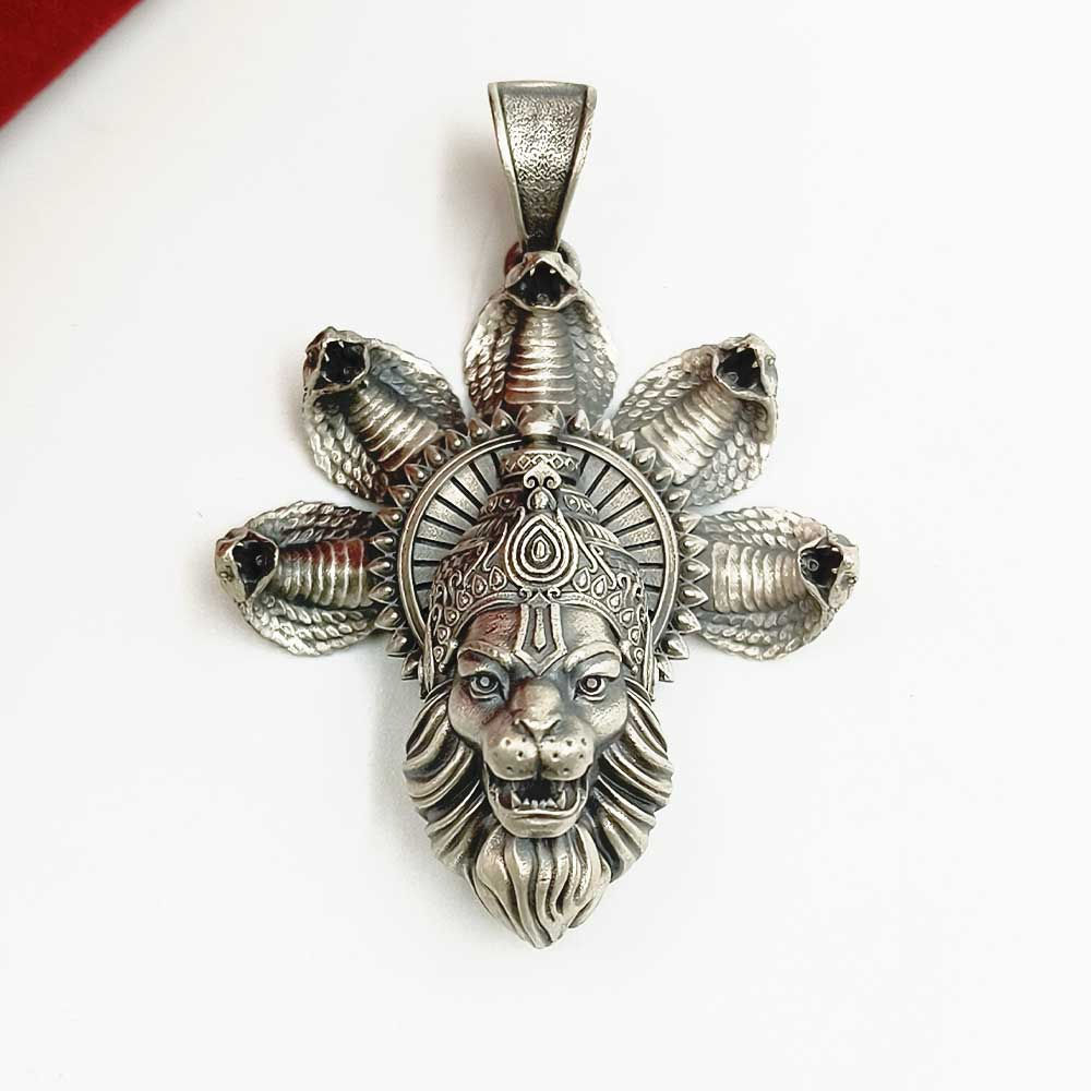 Matt Finish 8D Narshima God with Naag Pattern High Finish Premium Pendant