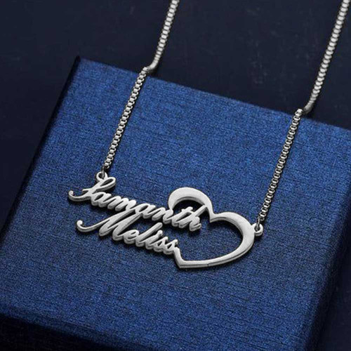 Double Name Customised Heart Name Pendant for Girls, Shubh
