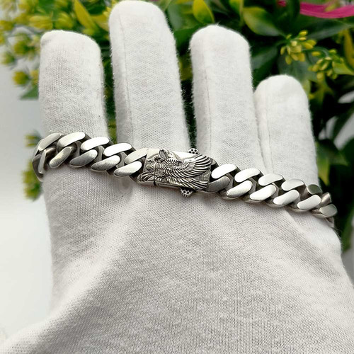 Eagle Design Matt Finishing Pure Silver Bracelet for men 49 gm  