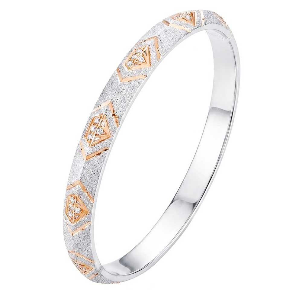 Diamond Design Rough Pattern Round Pure Silver Kada for men