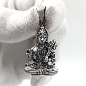 Blessing Hanuman Ji Pure Silver Matt 8D pendant for men & women, Shubh Jewellers