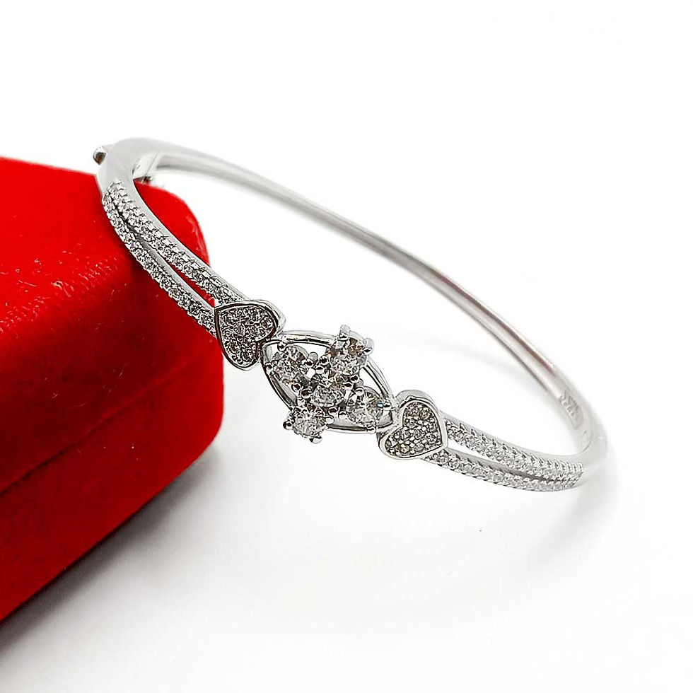 Deck Card Design Heart Pattern Strong Curves Edge Ladies Bangle 💖 Pure Silver Jewellery by Shubh Jewellers Elegant Design