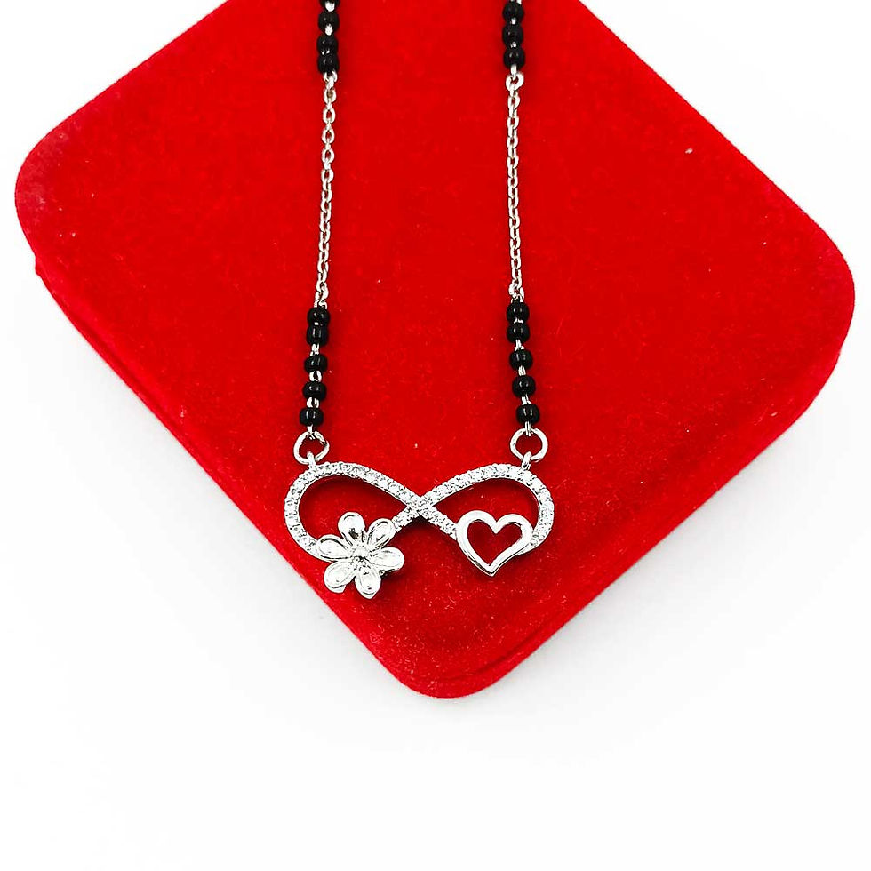 Premium Flower Heart Infinity Design Silver Mangalsutra for ladies