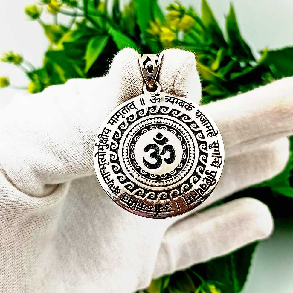Maha Maritunjaye Mantra Lazer Engraving Pure Silver Antique Design Pendant