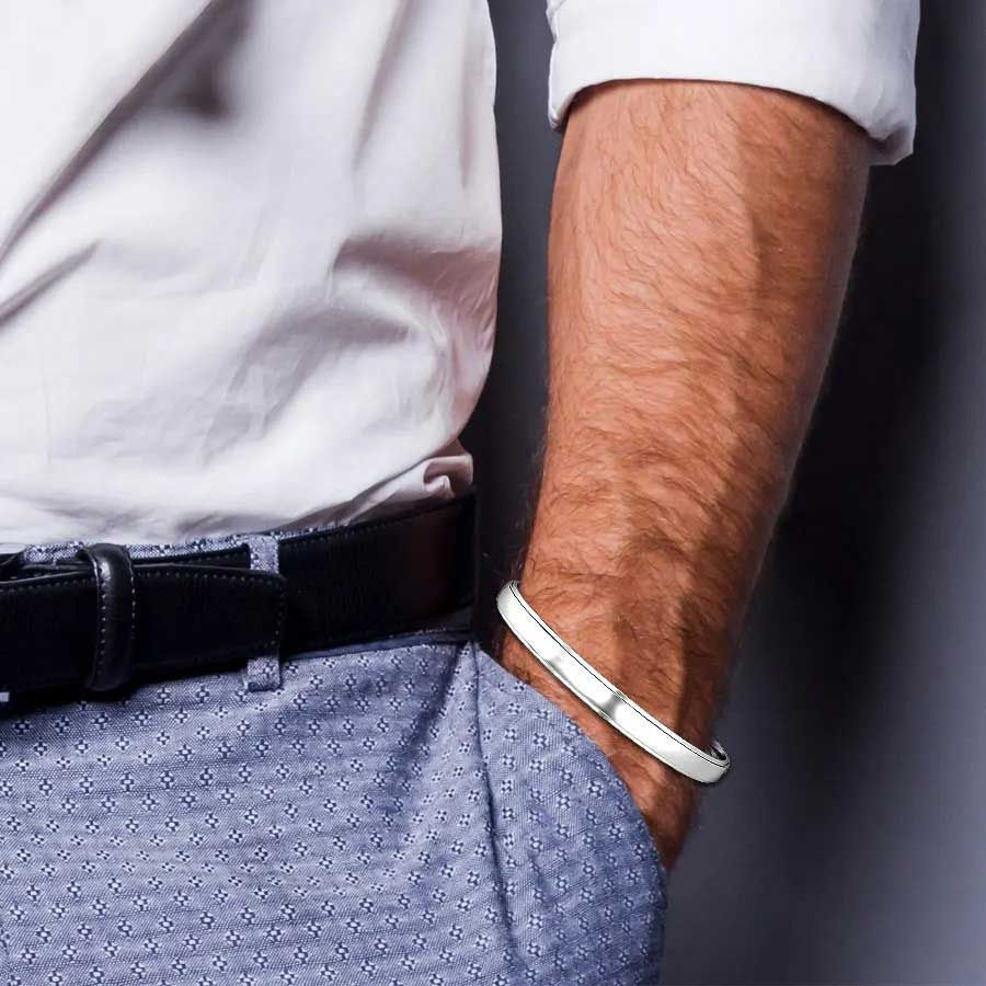 Thumbnail: Maximus Pure Silver Kada For Men, Shubh Jewellers