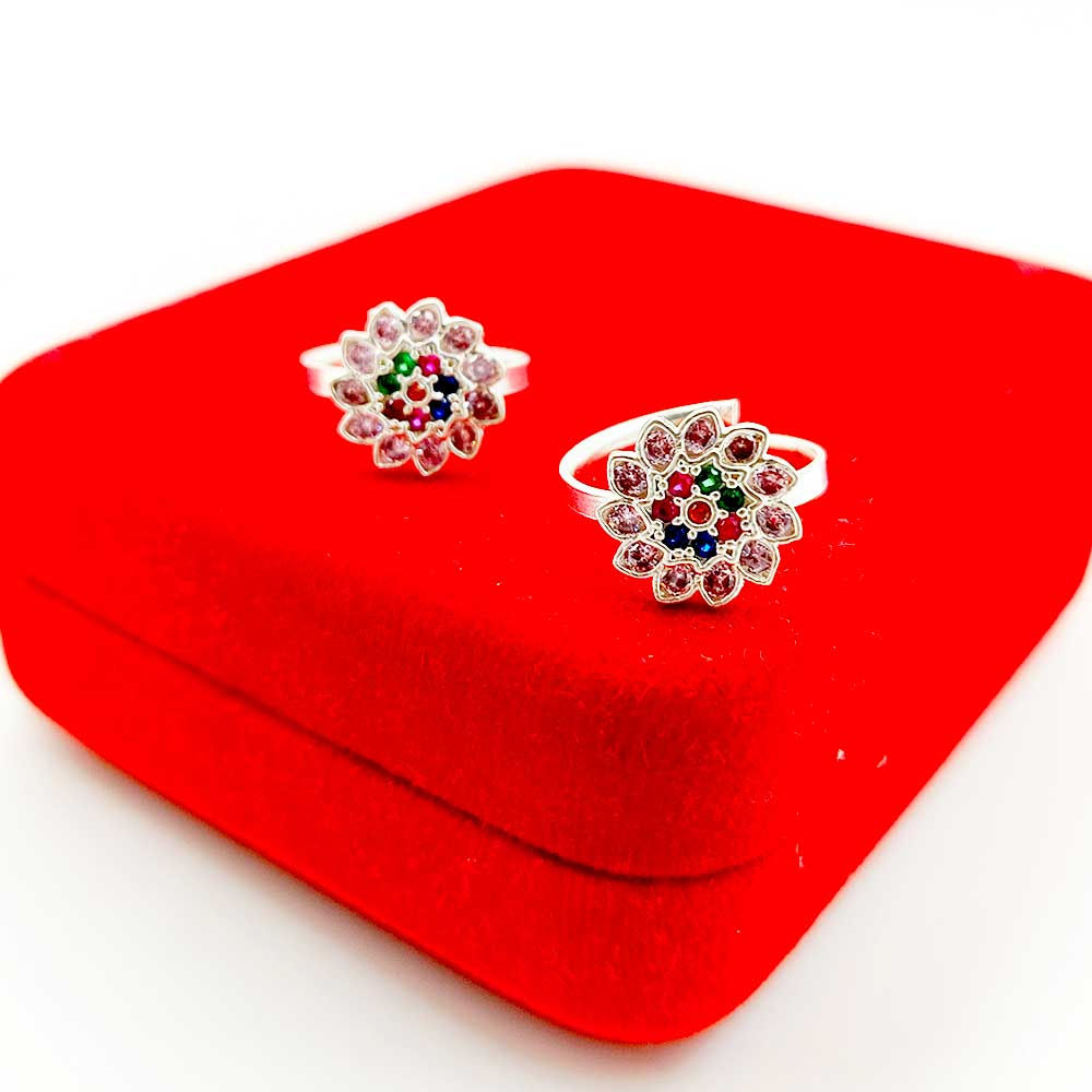 Purple, Red, Blue Stone Fancy Women Toe Ring Silver Bichiya, Shubh Jewellers