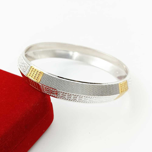 Rombus Cut Gold Radium Silver Kada for Men 30 gm, Shubh Jewellers ...