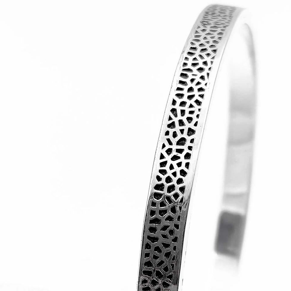 Thumbnail: Black Radium Holes Design R1 Pure Silver Kada for men, Shubh Jewellers