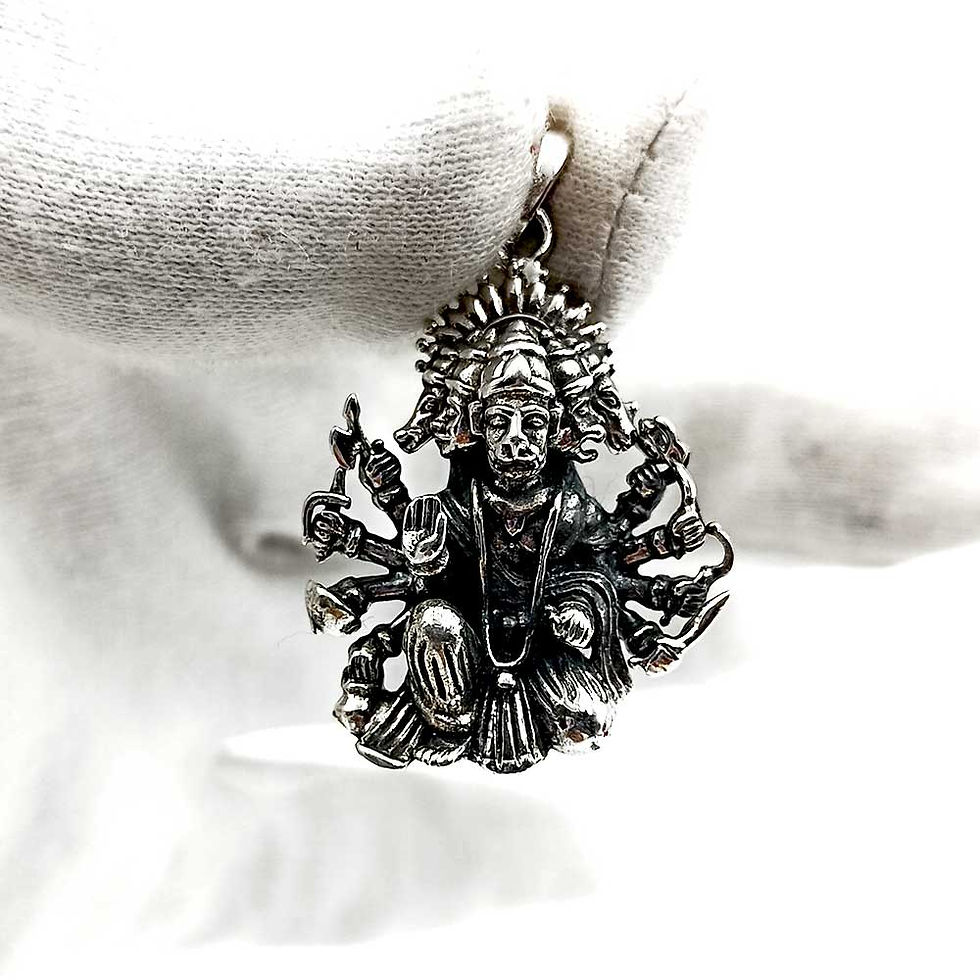 Panchmukhi Design matt Finish Pure Silver Pendant for men, Shubh Jewellers