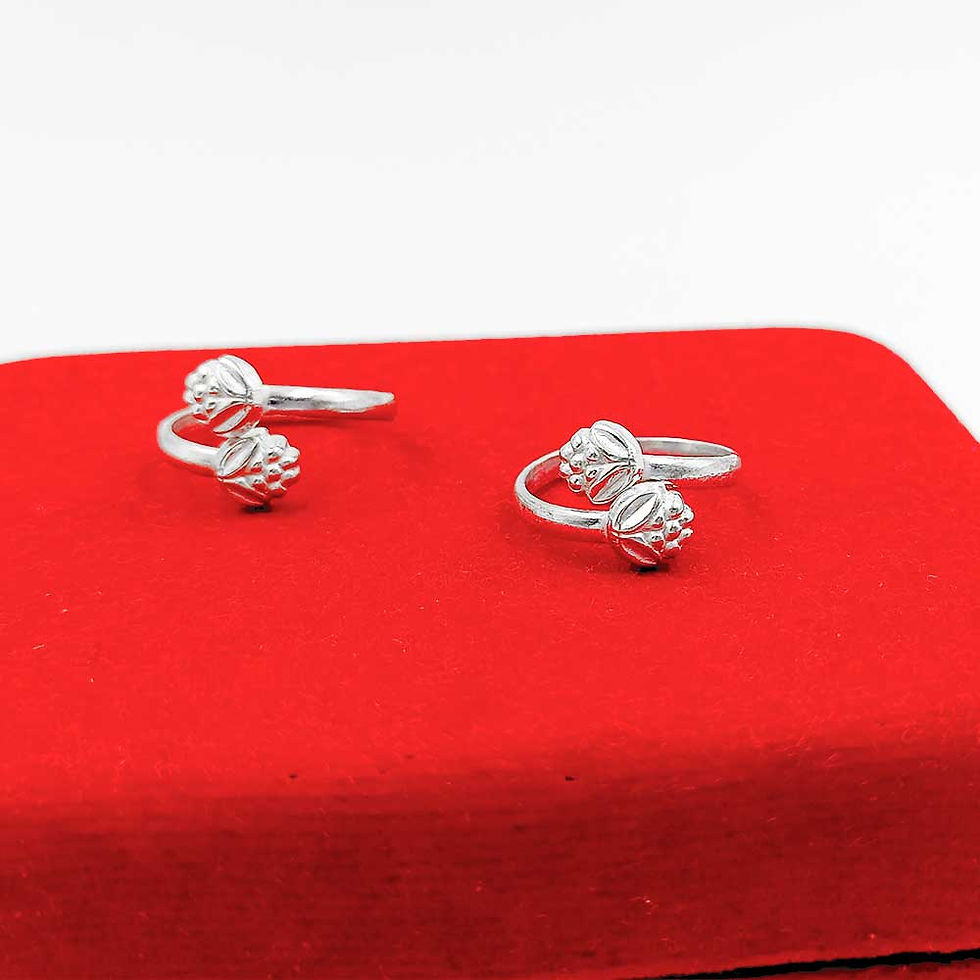 Thumbnail: Leaf Design Fancy Simple Rajasthani Toe Ring for women, Shubh Jewellers
