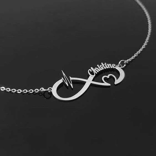 Infinity Custom Name(s) Pure Silver Necklace, Shubh Jewellers