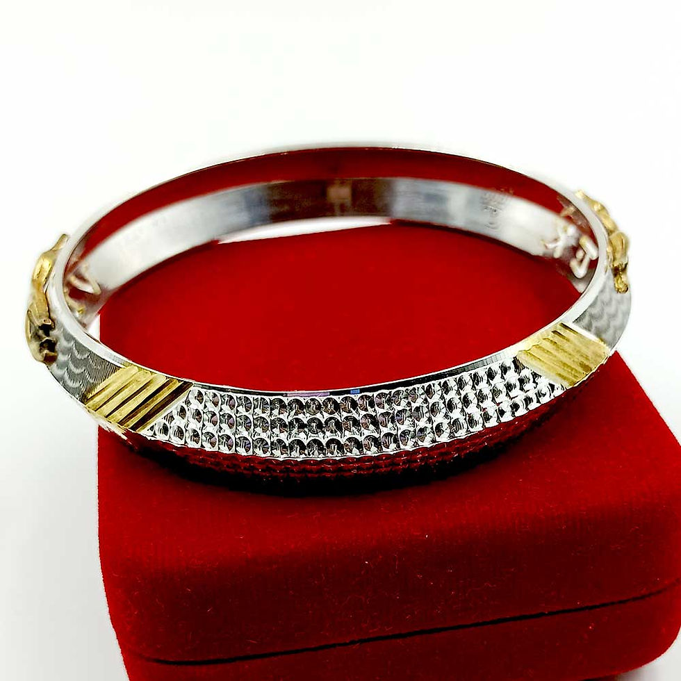V-Shape Panther CNC Gold Rhodium Pure Silver Kada for Men 30 gm, Shubh Jewellers