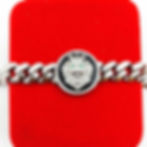 Big Face Green Eye Stone Design Lion Pure Silver Curb Bracelet for men