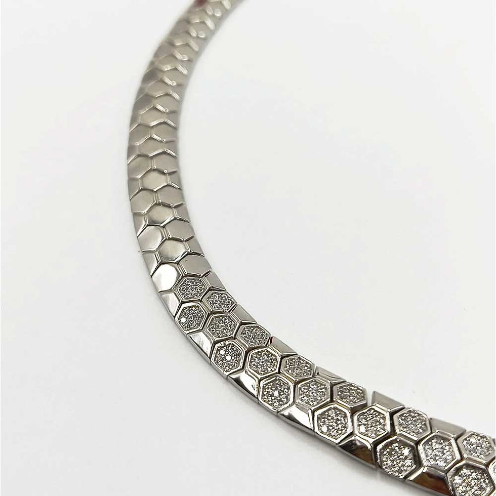 Fancy Silver CZ Stone Choco Chain, Premium Pure Silver Chain